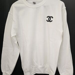 CC White Sweatshirt with Black Logo